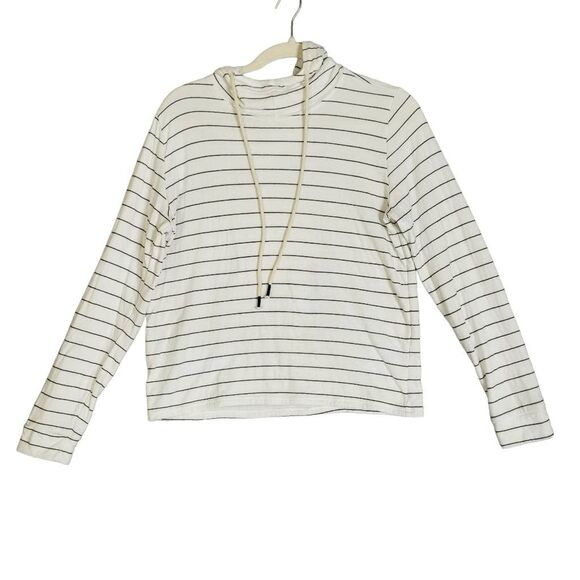 Marine Layer Women's Striped Hooded Long Sleeve Pull Over Sweatshirt Medium - Picture 1 of 6